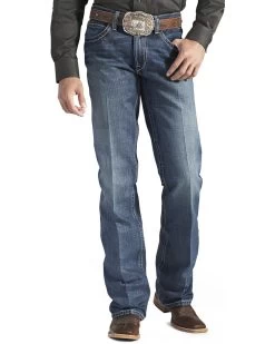 Ariat Men's M4 Gulch Medium Wash Relaxed Low Rise Bootcut Jeans -Ariat Store 010D88 CU P2