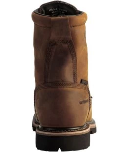 Justin Men's Pulley Waterproof MetGuard 8" Lace-Up Work Boots - Composite Toe -Ariat Store 050D00 41 BK