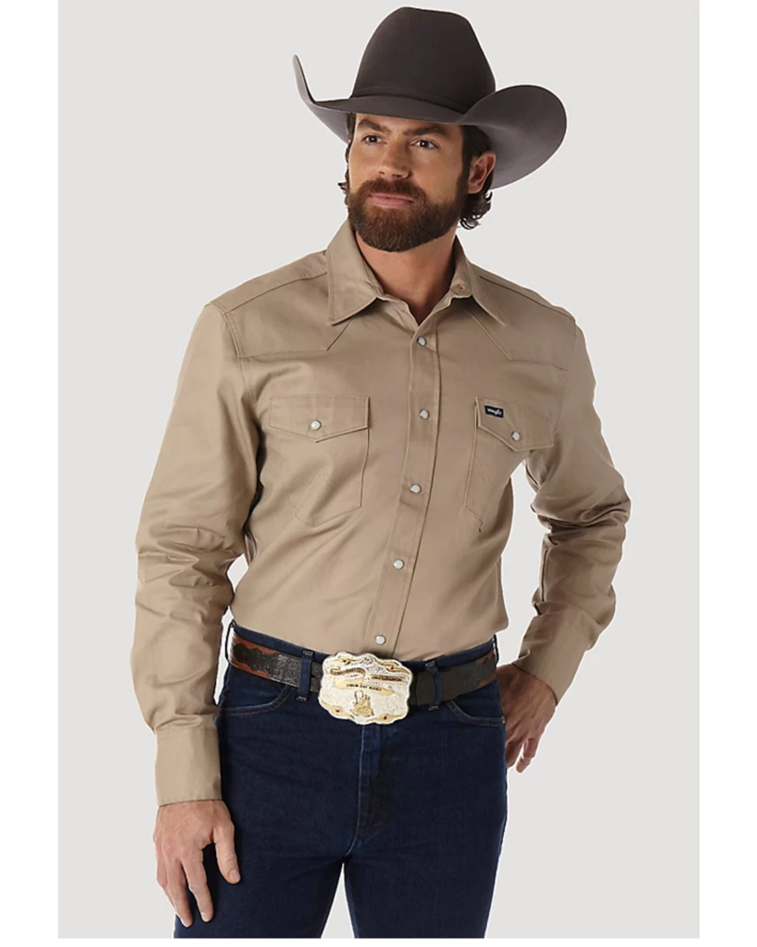 Wrangler Men's Solid Cowboy Cut Firm Finish Long Sleeve Work Shirt 1 Wrangler Men's Solid Cowboy Cut Firm Finish Long Sleeve Work Shirt