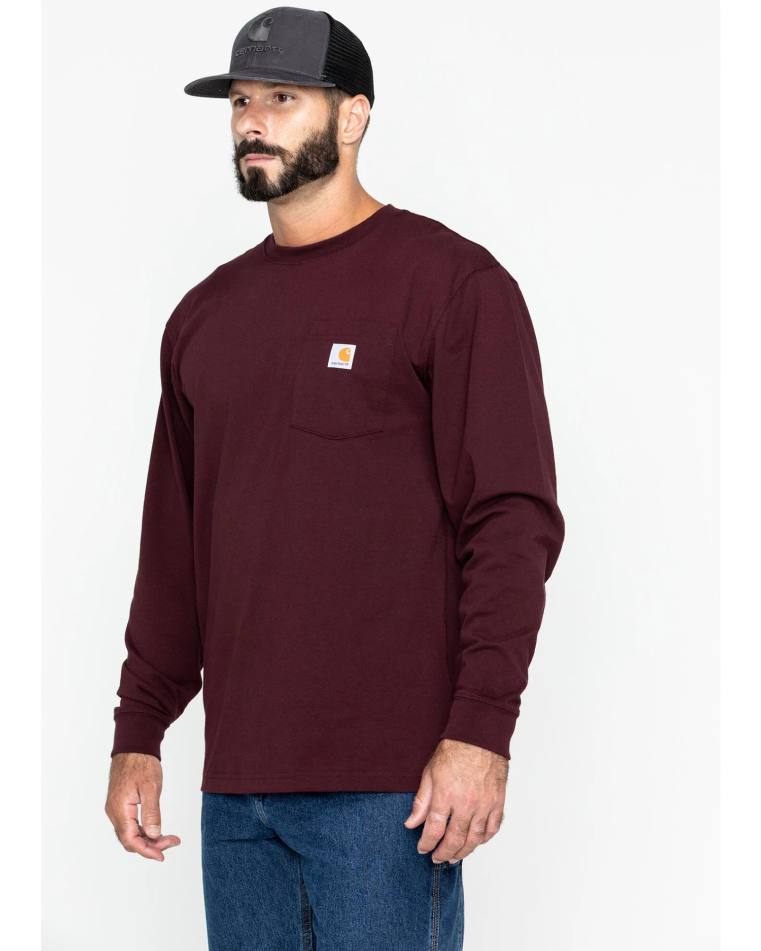 Carhartt Men's Loose Fit Heavyweight Long Sleeve Logo Pocket Work T-Shirt 2 Carhartt Men's Loose Fit Heavyweight Long Sleeve Logo Pocket Work T-Shirt - Image 2