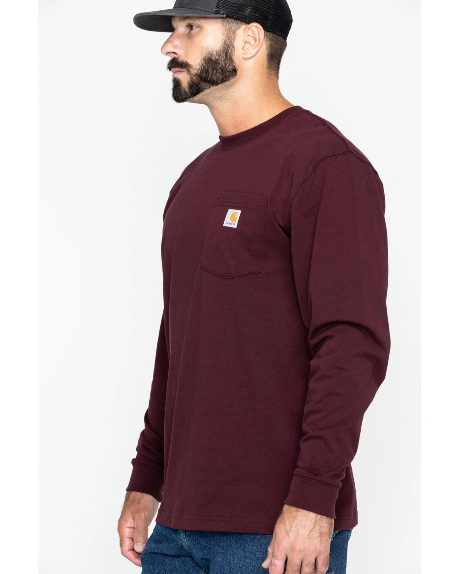 Carhartt Men's Loose Fit Heavyweight Long Sleeve Logo Pocket Work T-Shirt 4 Carhartt Men's Loose Fit Heavyweight Long Sleeve Logo Pocket Work T-Shirt - Image 4