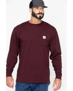 Carhartt Men's Loose Fit Heavyweight Long Sleeve Logo Pocket Work T-Shirt