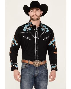 Scully Men's Phoenix Embroidered Retro Long Sleeve Western Shirt 