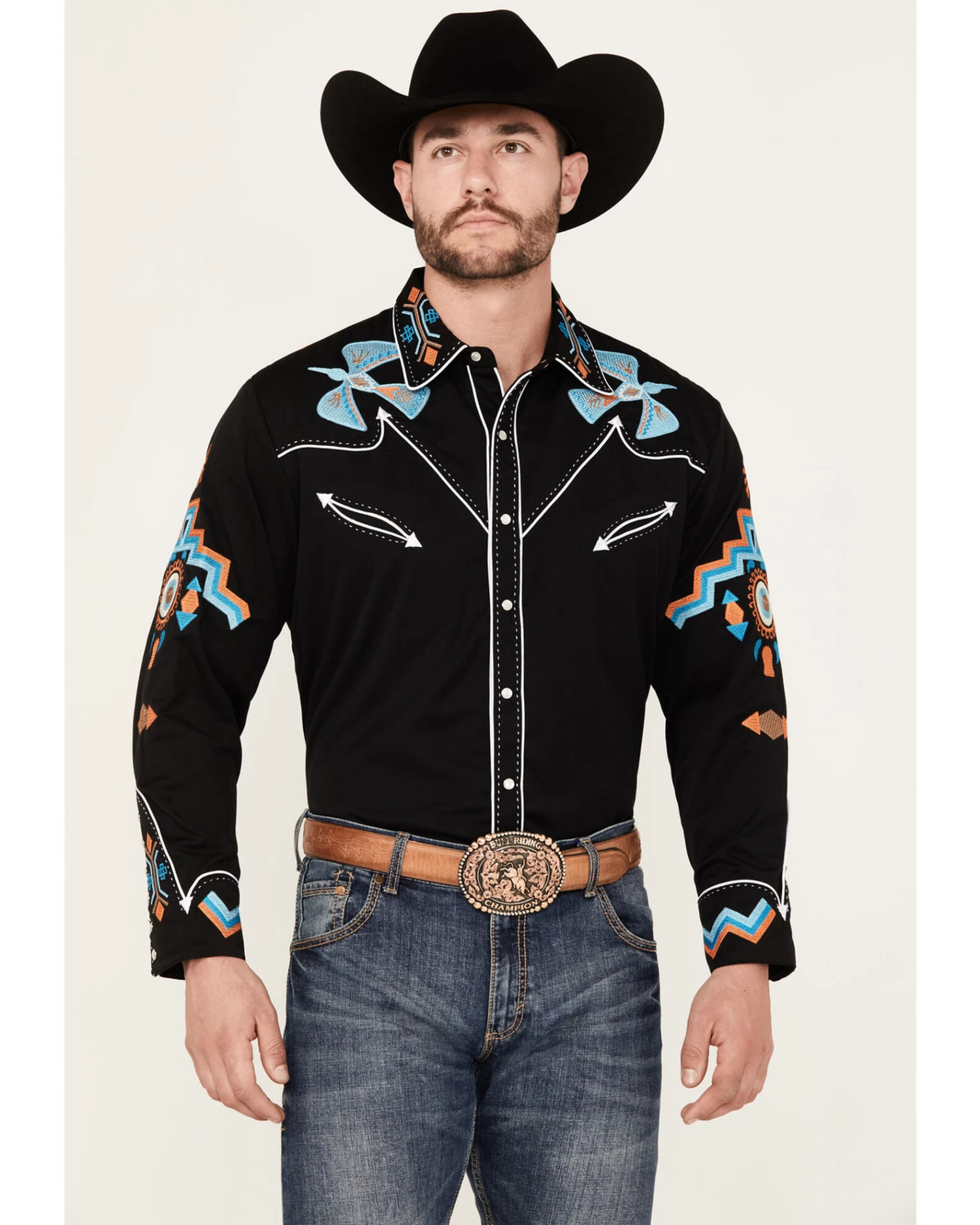 Scully Men's Phoenix Embroidered Retro Long Sleeve Western Shirt 1 Scully Men's Phoenix Embroidered Retro Long Sleeve Western Shirt
