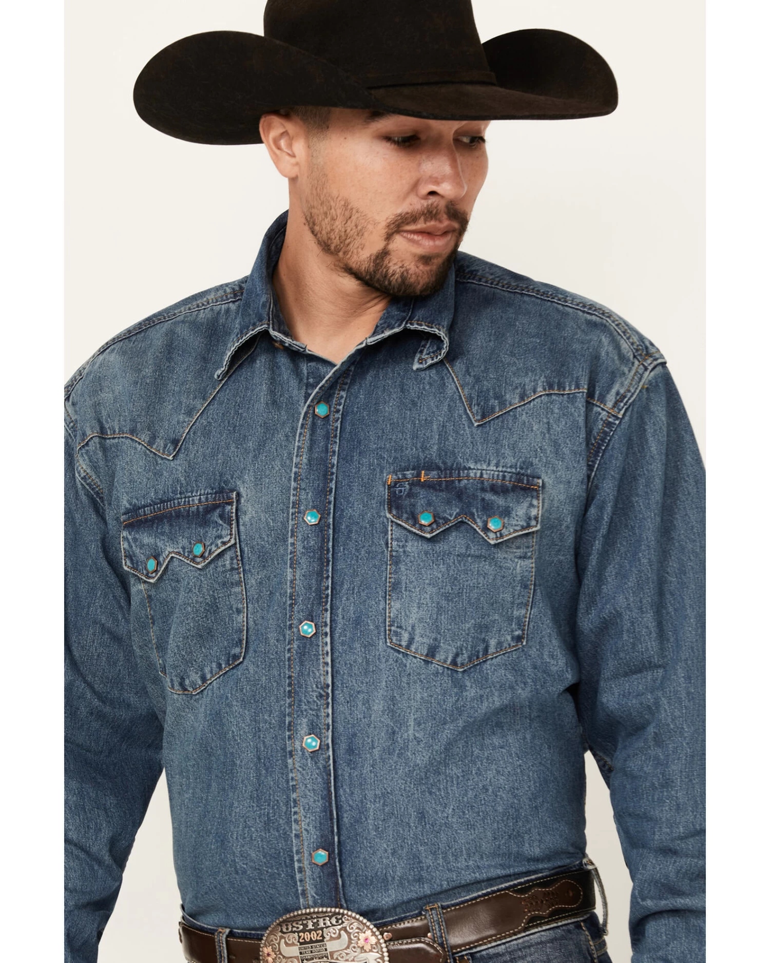 Stetson Denim Snap Western Shirt 2 Stetson Denim Snap Western Shirt - Image 2