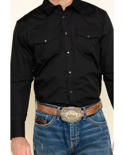 Gibson Men's Basic Solid Long Sleeve Pearl Snap Western Shirt -Ariat Store 2000211596 001 P4