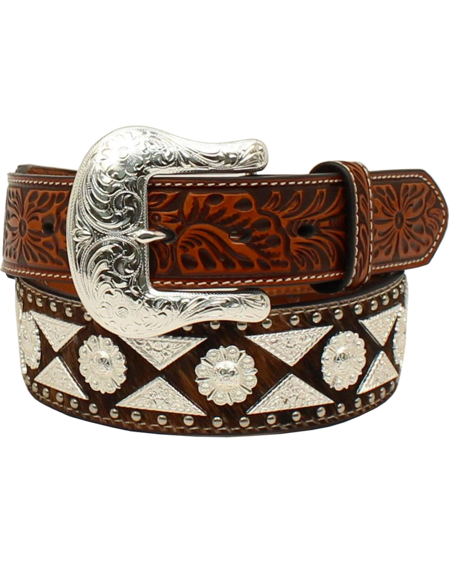Ariat Men's Leather Diamond Concho Western Belt 1 Ariat Men's Leather Diamond Concho Western Belt