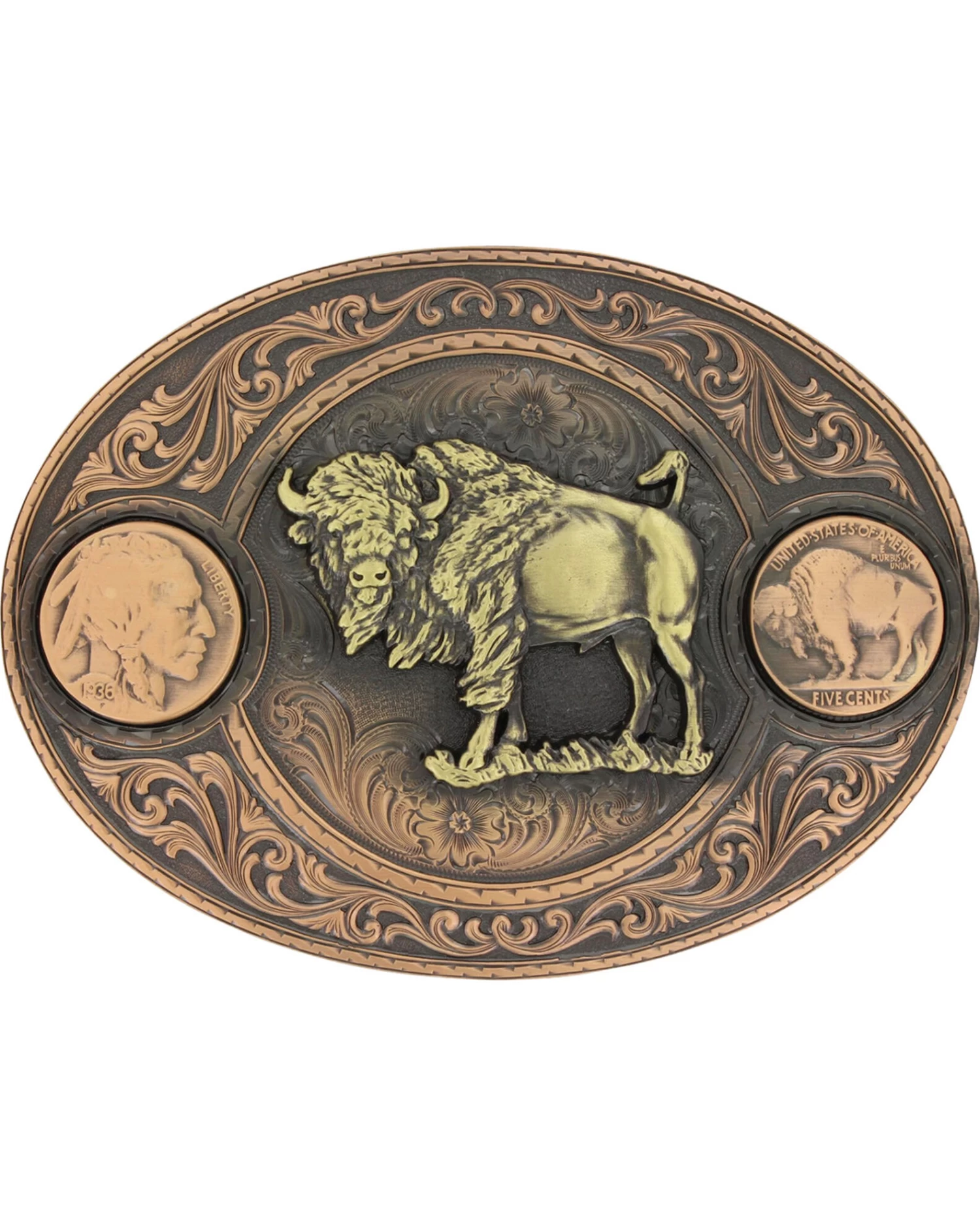 Montana Silversmiths Men's Copper Buffalo Indian Head Nickel Belt Buckle 1 Montana Silversmiths Men's Copper Buffalo Indian Head Nickel Belt Buckle