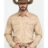 Wrangler Retro Men's Tan Solid Long Sleeve Western Shirt - Tall 