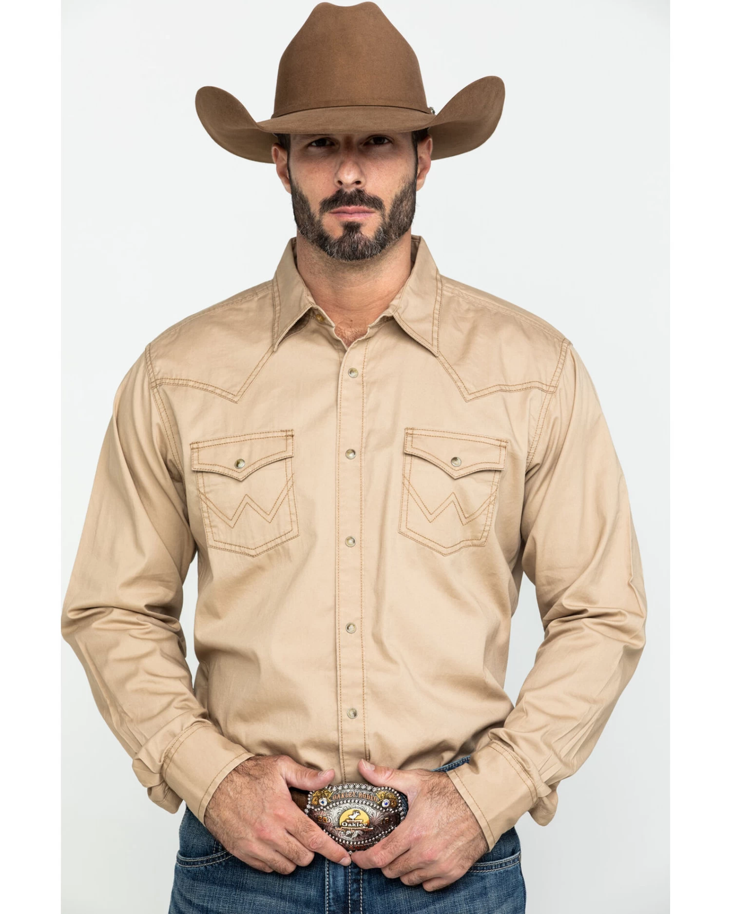 Wrangler Retro Men's Tan Solid Long Sleeve Western Shirt - Tall 1 Wrangler Retro Men's Tan Solid Long Sleeve Western Shirt - Tall