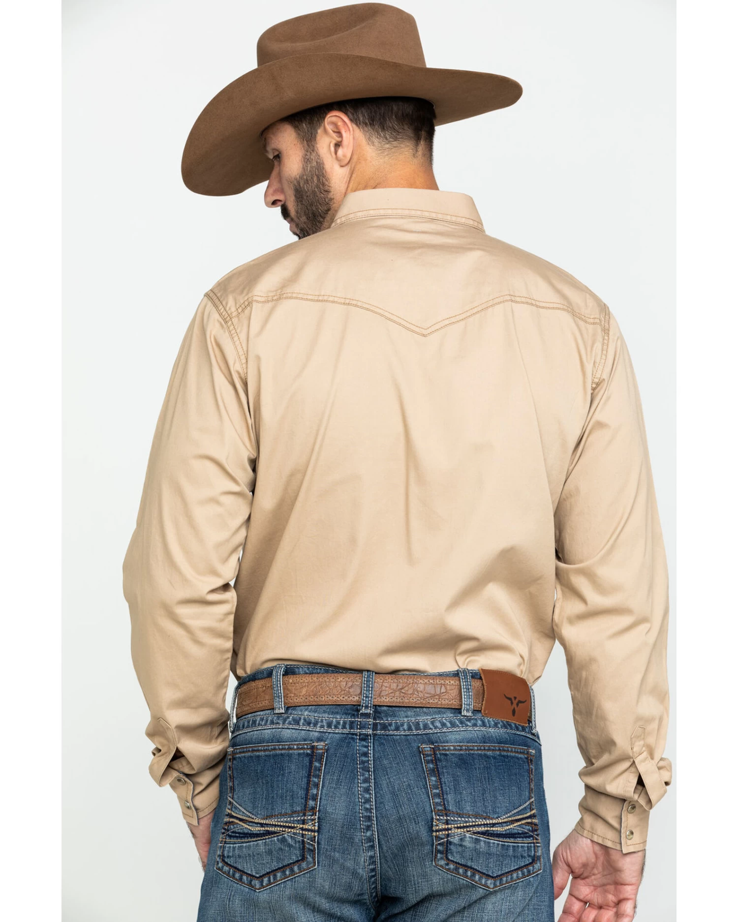 Wrangler Retro Men's Tan Solid Long Sleeve Western Shirt - Tall 2 Wrangler Retro Men's Tan Solid Long Sleeve Western Shirt - Tall - Image 2