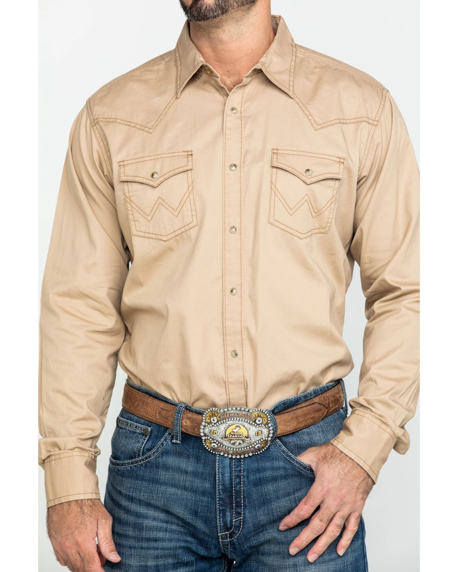 Wrangler Retro Men's Tan Solid Long Sleeve Western Shirt - Tall 4 Wrangler Retro Men's Tan Solid Long Sleeve Western Shirt - Tall - Image 4