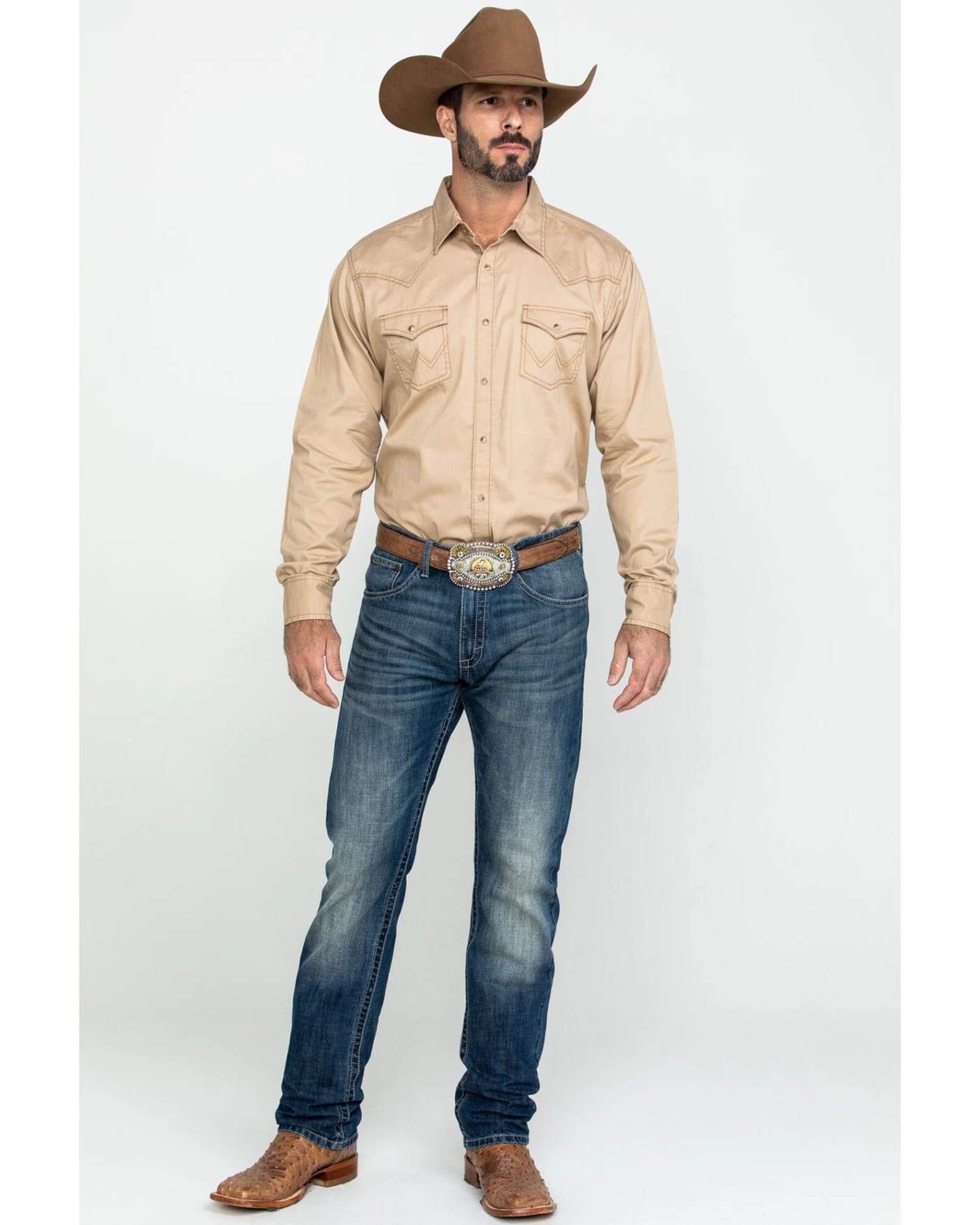 Wrangler Retro Men's Tan Solid Long Sleeve Western Shirt - Tall 6 Wrangler Retro Men's Tan Solid Long Sleeve Western Shirt - Tall - Image 6