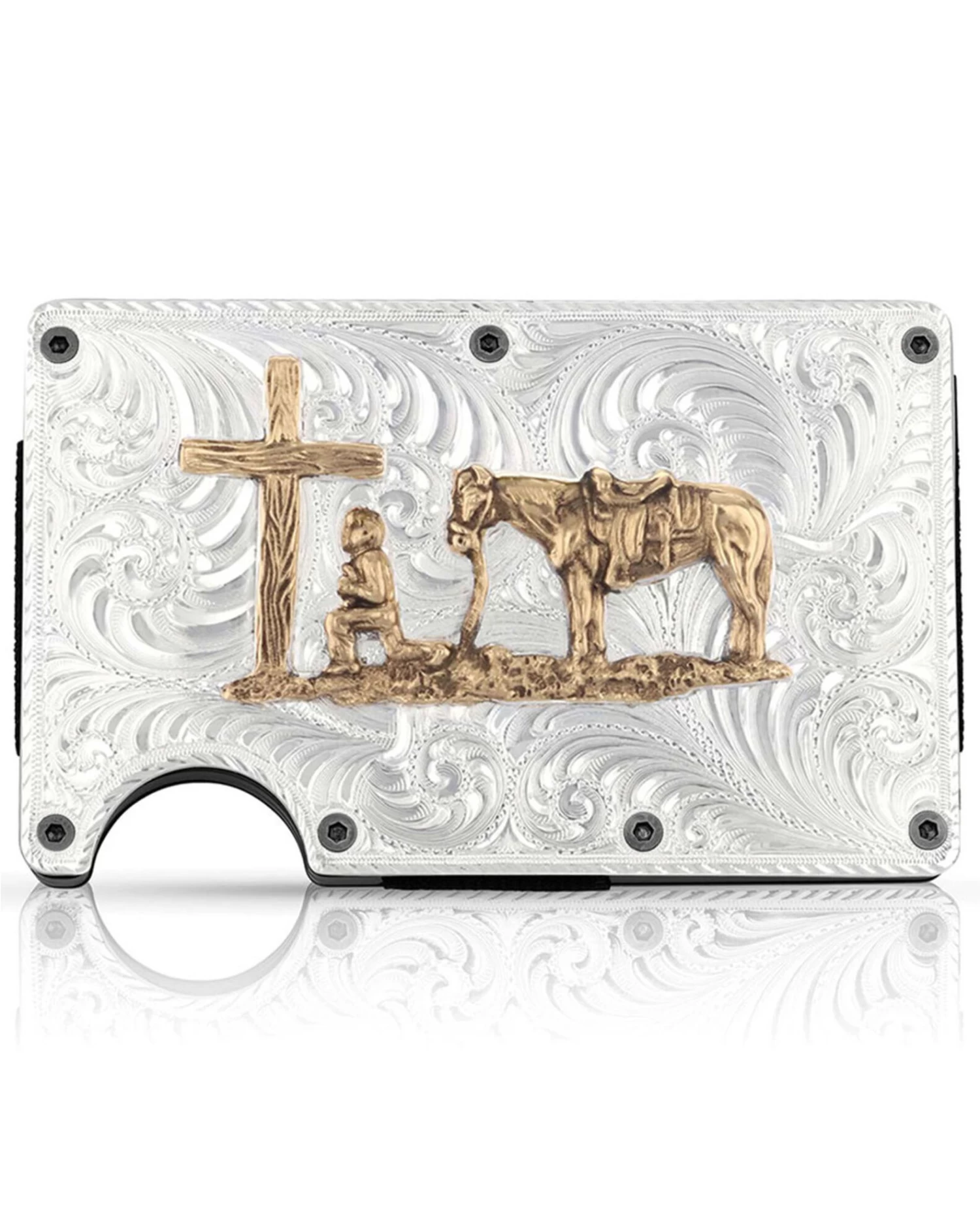 Montana Silversmiths Men's Credit Card & Cash Case With Praying Cowboy 1 Montana Silversmiths Men's Credit Card & Cash Case With Praying Cowboy