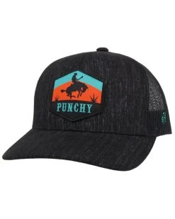 HOOey Men's Black Punchy Patch Logo Mesh Trucker Cap