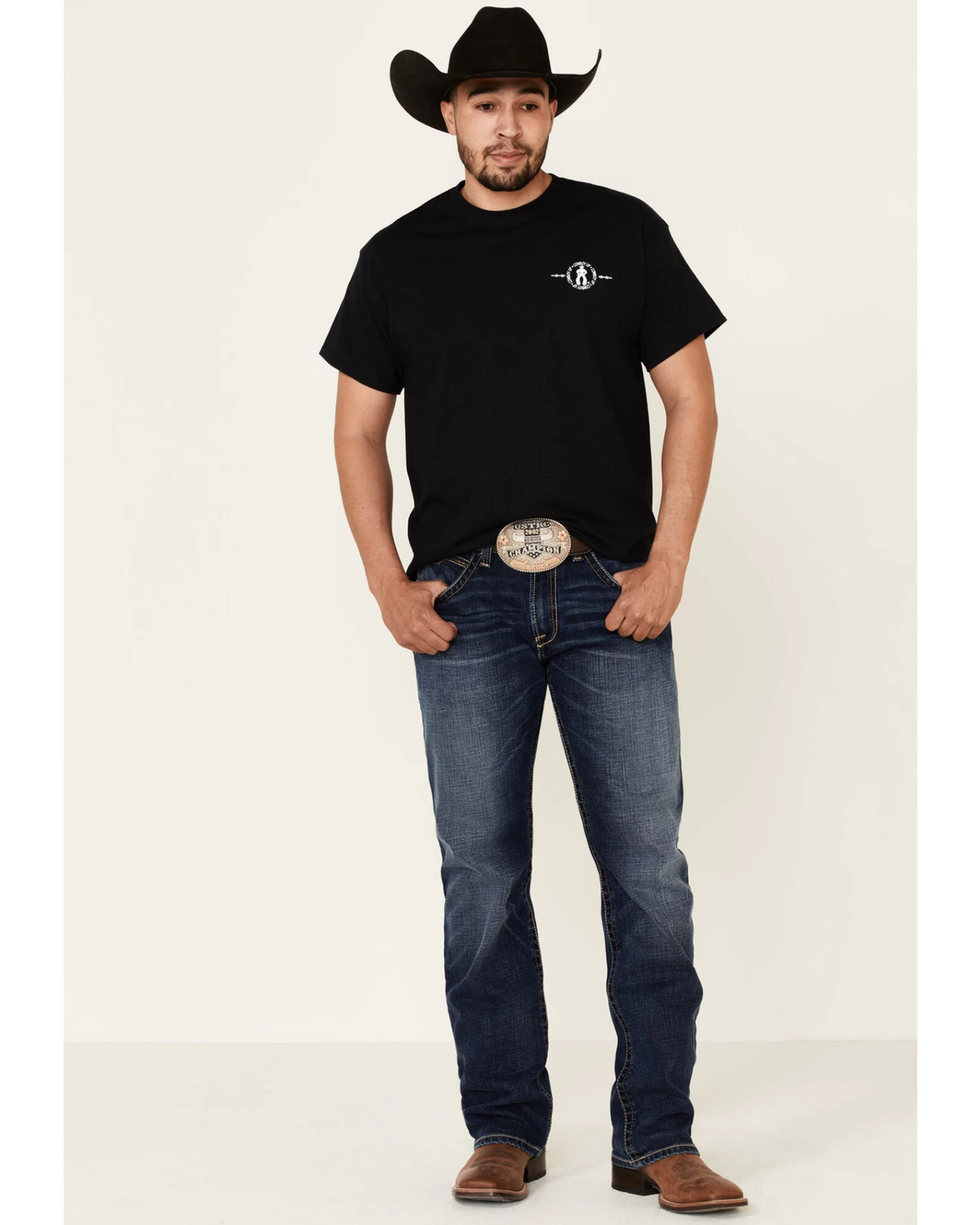 Cowboy Up Men's Two Words America Short Sleeve Graphic T-Shirt 2 Cowboy Up Men's Two Words America Short Sleeve Graphic T-Shirt - Image 2