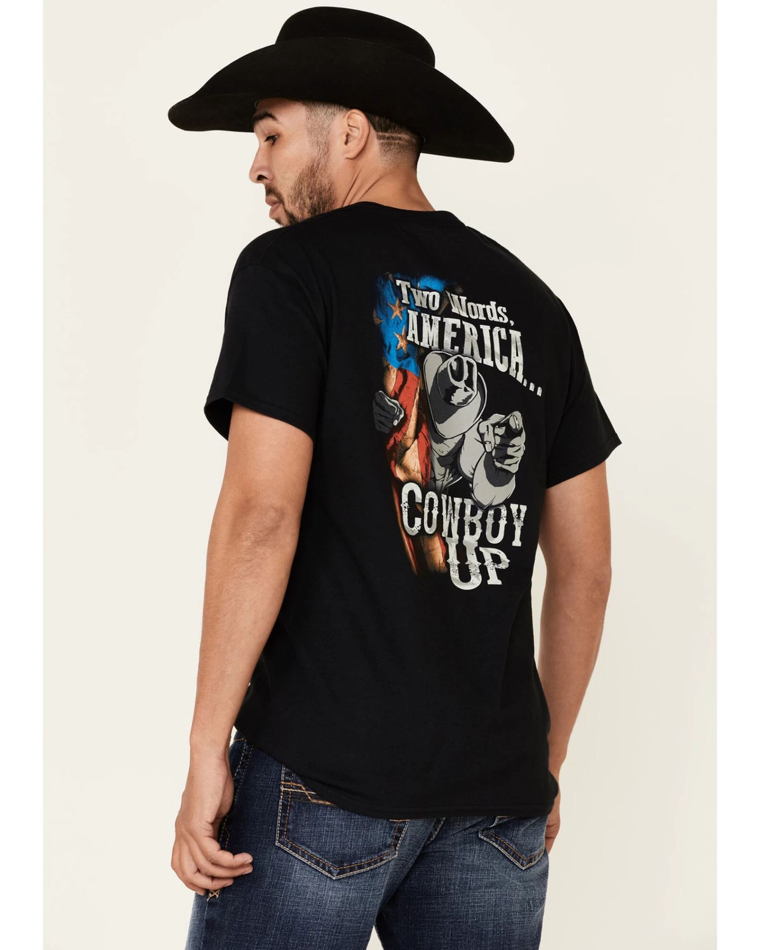 Cowboy Up Men's Two Words America Short Sleeve Graphic T-Shirt 5 Cowboy Up Men's Two Words America Short Sleeve Graphic T-Shirt - Image 5
