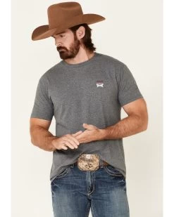 Cinch Men's Heather Gray Color Fade Logo Short Sleeve T-Shirt 