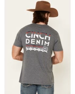 Cinch Men's Heather Gray Color Fade Logo Short Sleeve T-Shirt  -Ariat Store 2000345613 020 P4