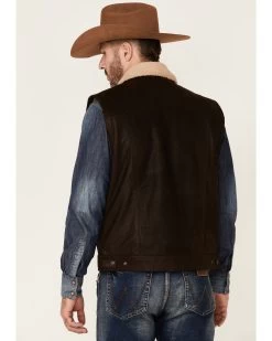 Cripple Creek Men's Mocha Lightweight Buffalo Nappa Snap-Front Leather Vest  -Ariat Store 2000349371 200 P4