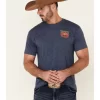 Paramount Network’s Yellowstone Men's Heather Navy Dutton Ranch Mountain Range Graphic Short Sleeve T-Shirt 
