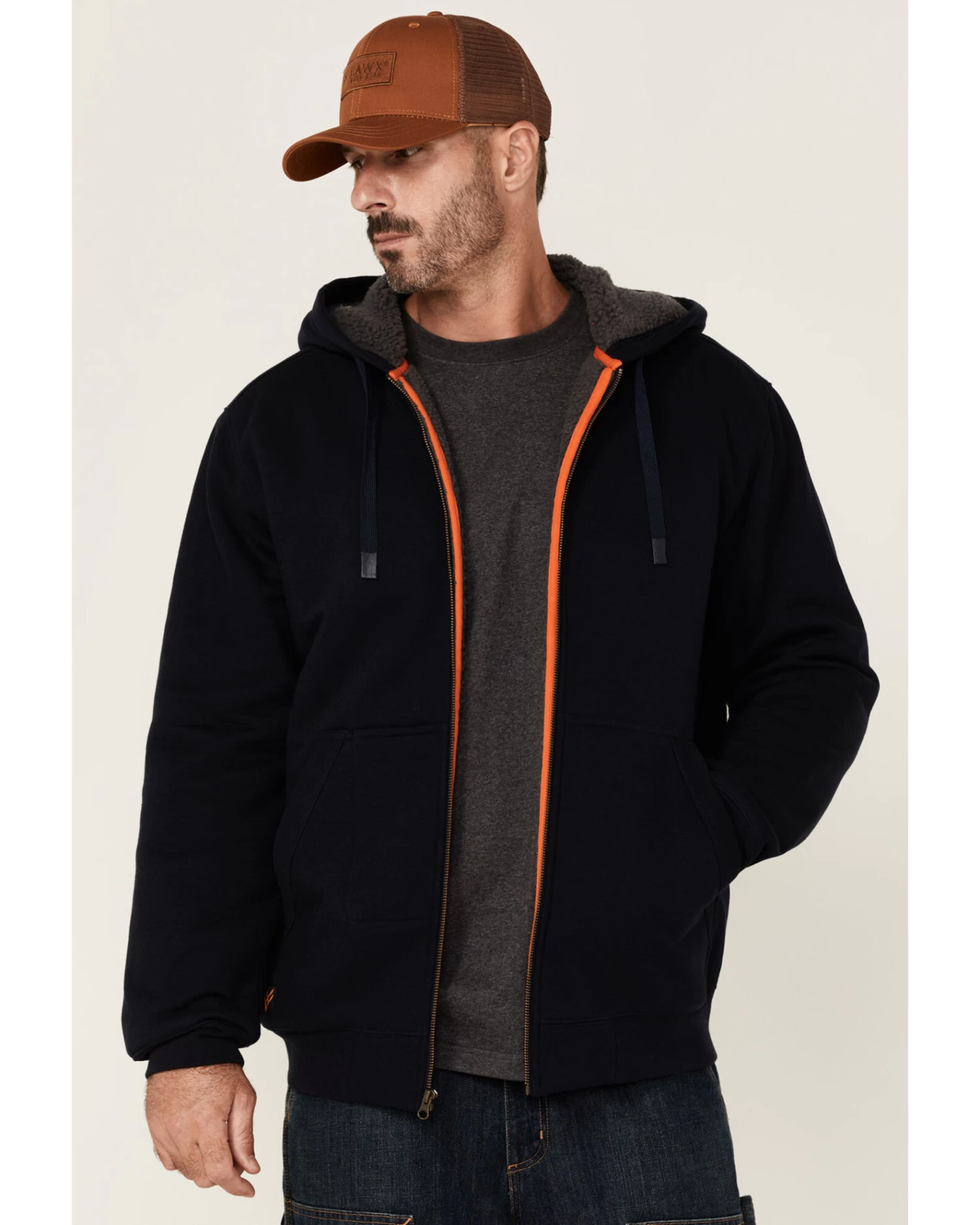 Hawx Men's Navy Sherpa Lined Zip-Front Hooded Work Jacket 1 Hawx Men's Navy Sherpa Lined Zip-Front Hooded Work Jacket