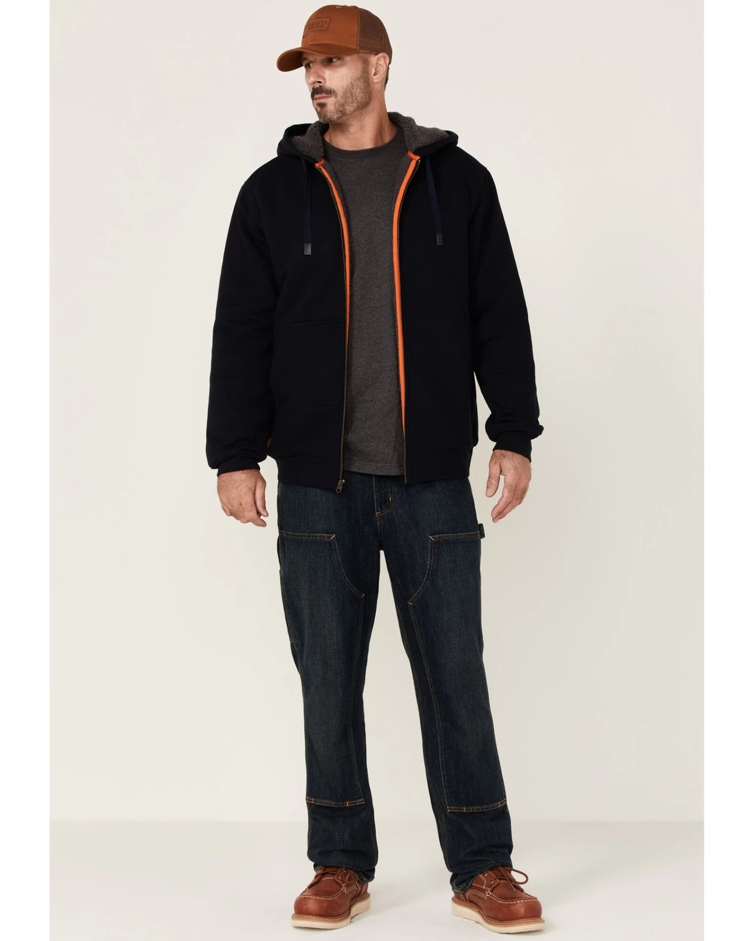 Hawx Men's Navy Sherpa Lined Zip-Front Hooded Work Jacket 2 Hawx Men's Navy Sherpa Lined Zip-Front Hooded Work Jacket - Image 2