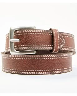 Hawx Men's Brown Triple Contrast Stitch Leather Work Belt