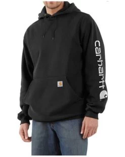 Carhartt Men's FR Force Midweight Sleeve Logo Hooded Work Sweatshirt - Tall