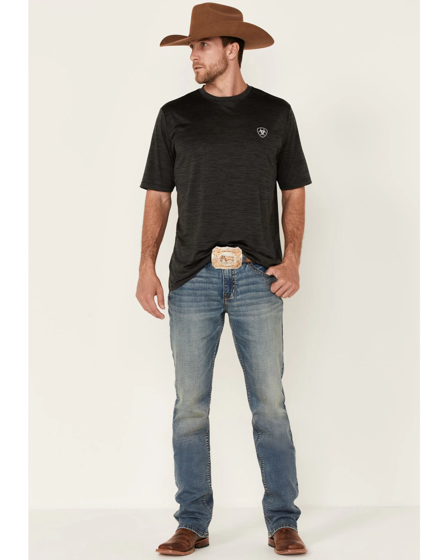 Ariat Men's Charcoal Charger Vertical Flag Graphic Short Sleeeve T-Shirt 2 Ariat Men's Charcoal Charger Vertical Flag Graphic Short Sleeeve T-Shirt - Image 2