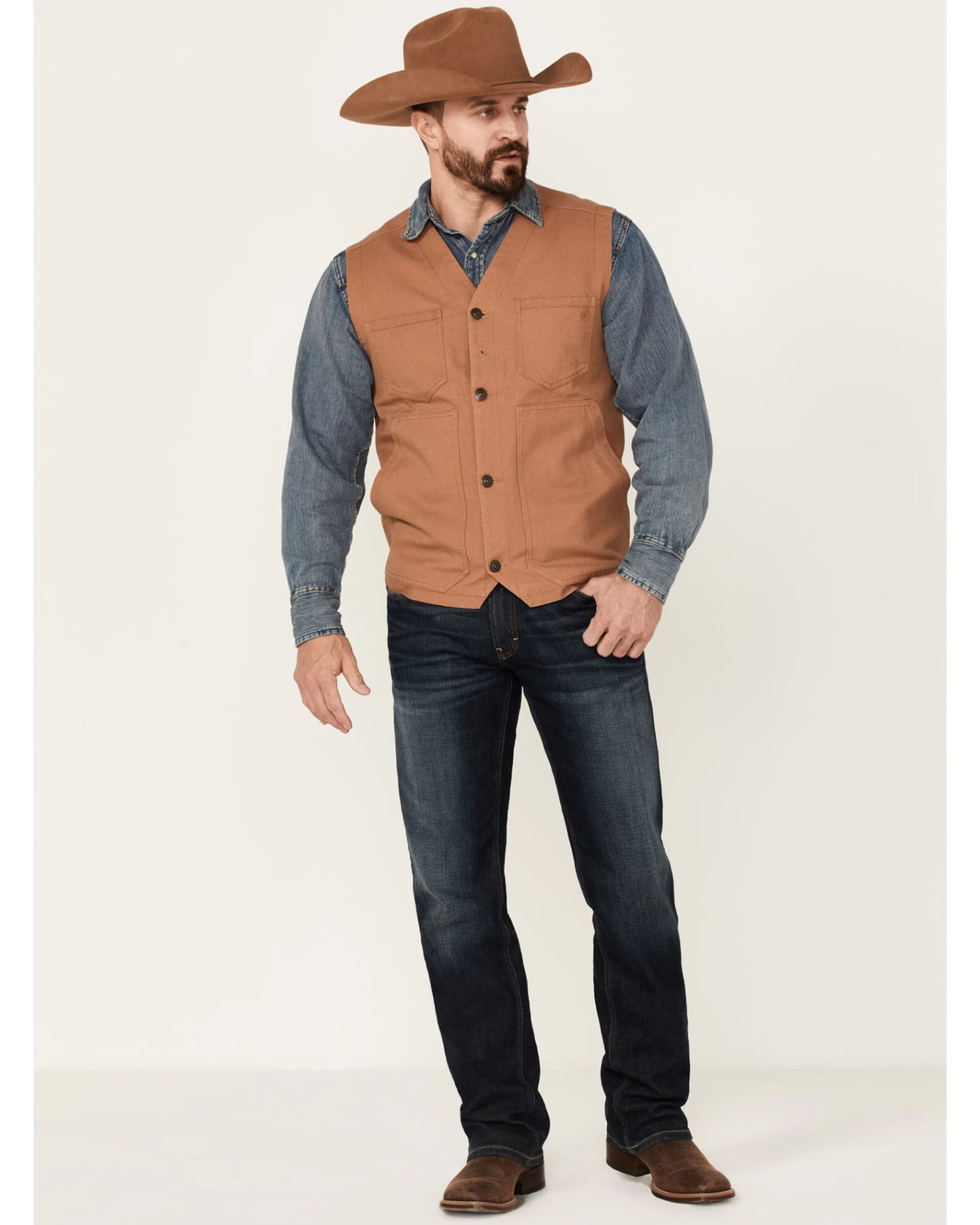 Blue Ranchwear Men's Solid Button-Down Duck Canvas Vest 2 Blue Ranchwear Men's Solid Button-Down Duck Canvas Vest - Image 2