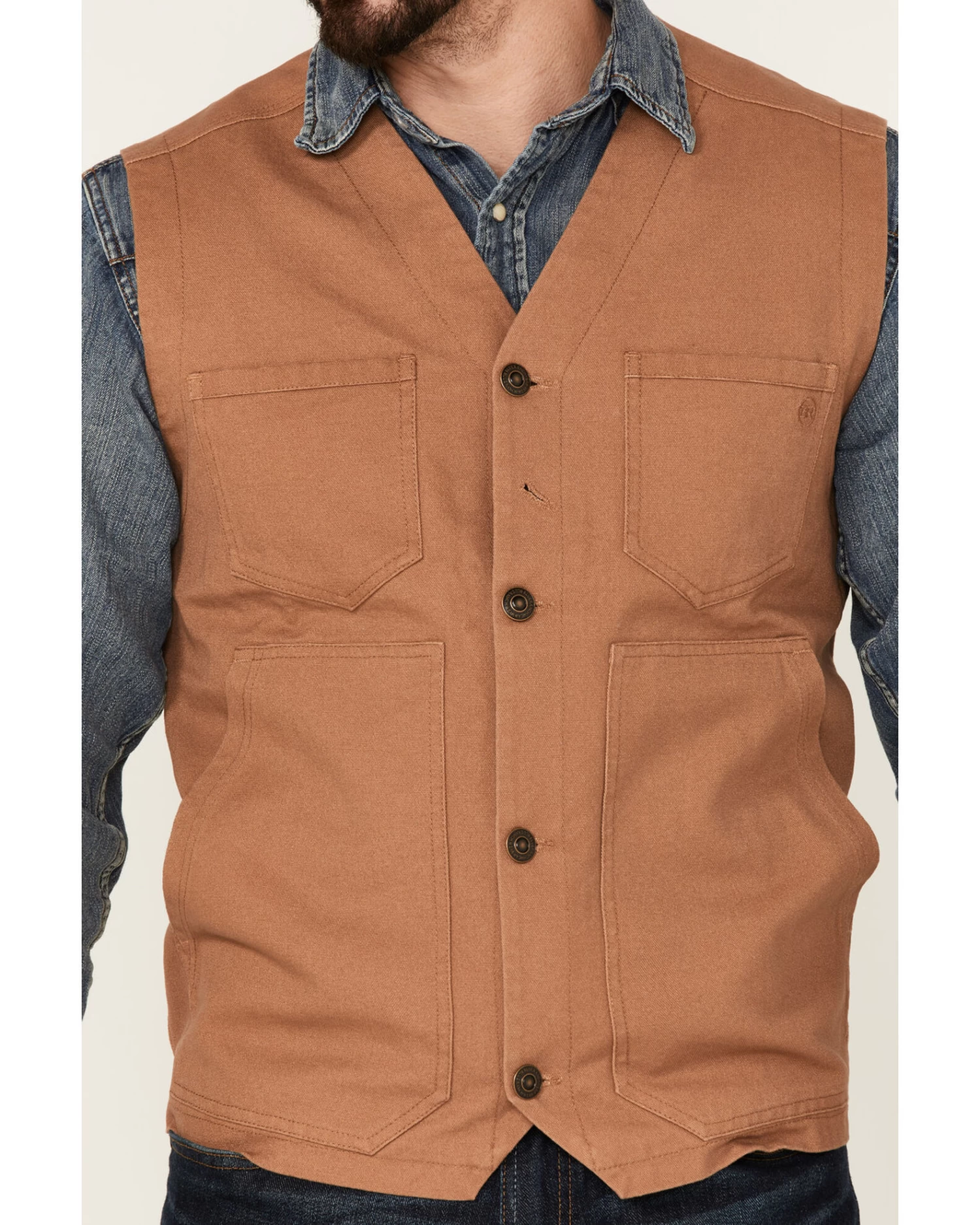 Blue Ranchwear Men's Solid Button-Down Duck Canvas Vest 3 Blue Ranchwear Men's Solid Button-Down Duck Canvas Vest - Image 3