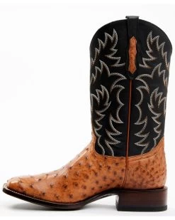 Cody James Men's Full Quill Cognac Ostrich Exotic Western Boots - Broad Square Toe  -Ariat Store 2000359772 001 P3