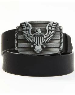 Brothers & Sons Men's Eagle Plaque Leather Belt