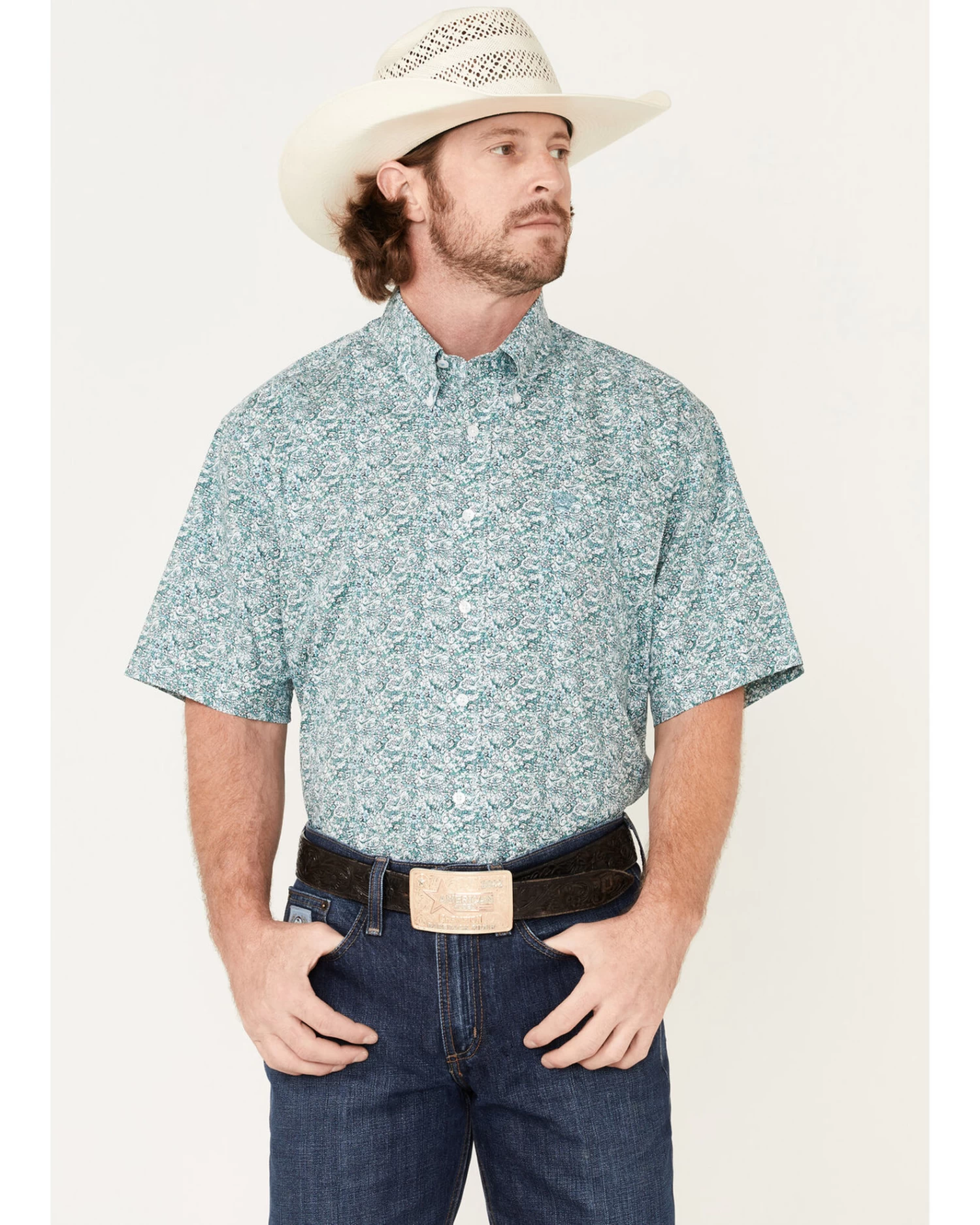 Cinch Men's Floral Print Short Sleeve Button-Down Western Shirt 1 Cinch Men's Floral Print Short Sleeve Button-Down Western Shirt
