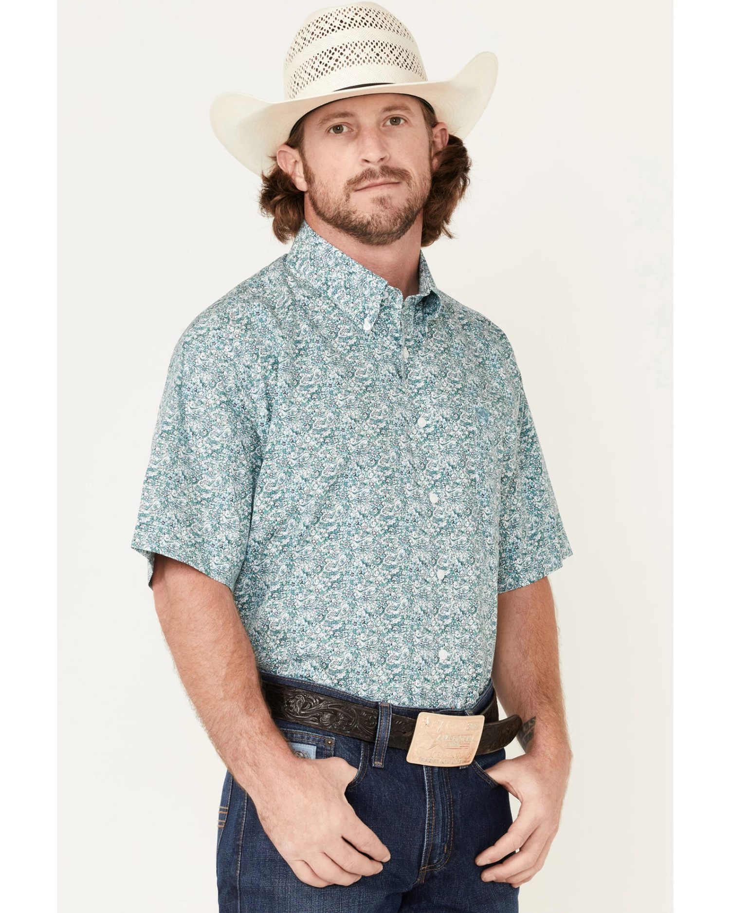 Cinch Men's Floral Print Short Sleeve Button-Down Western Shirt 2 Cinch Men's Floral Print Short Sleeve Button-Down Western Shirt - Image 2