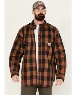 Carhartt Men's FR Force Rugged Flex® Loose Fit Twill Plaid Print Long Sleeve Button Down Shirt