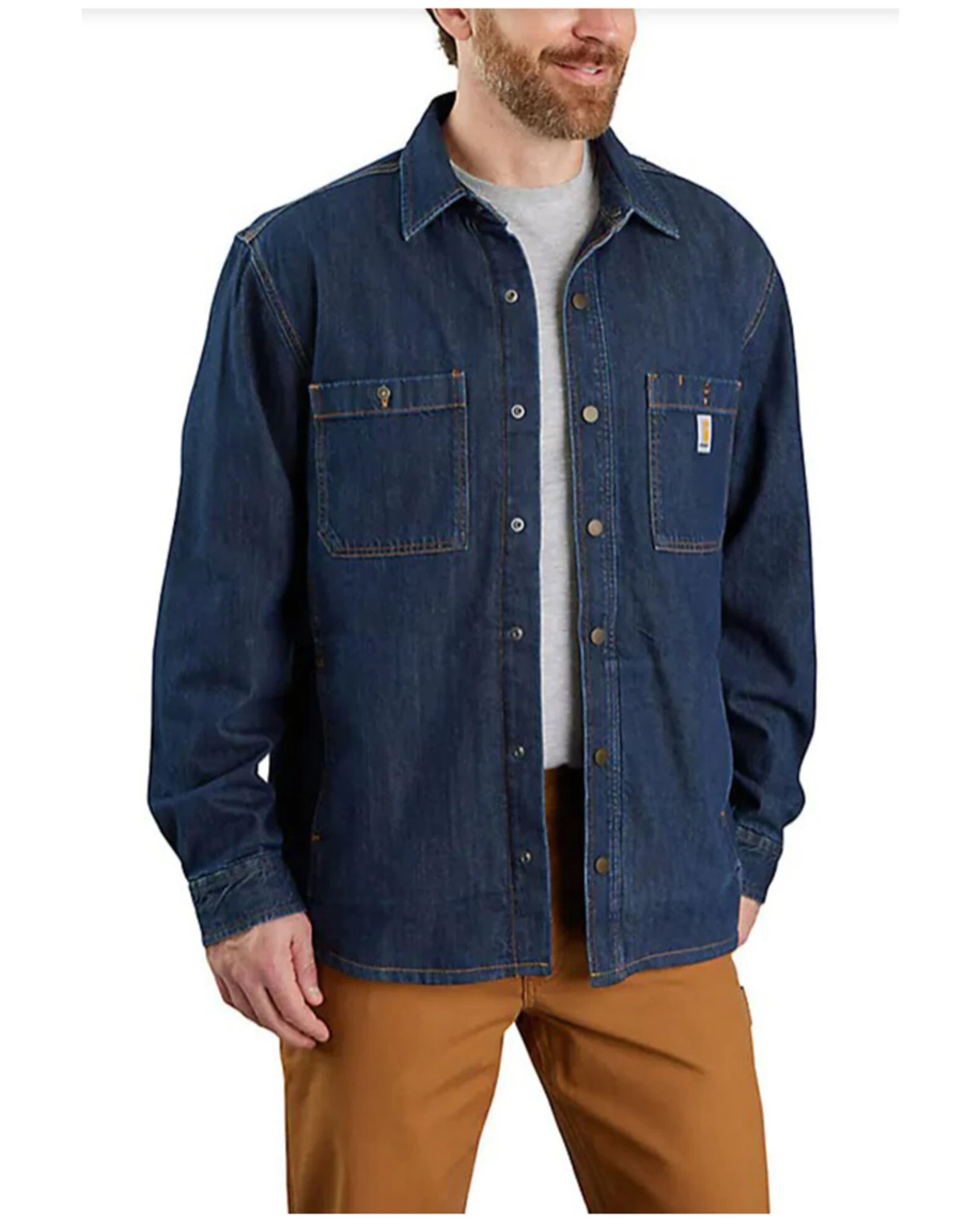 Carhartt Men's Relaxed Fit Denim Fleece Lined Snap-Front Shirt Jacket 1 Carhartt Men's Relaxed Fit Denim Fleece Lined Snap-Front Shirt Jacket