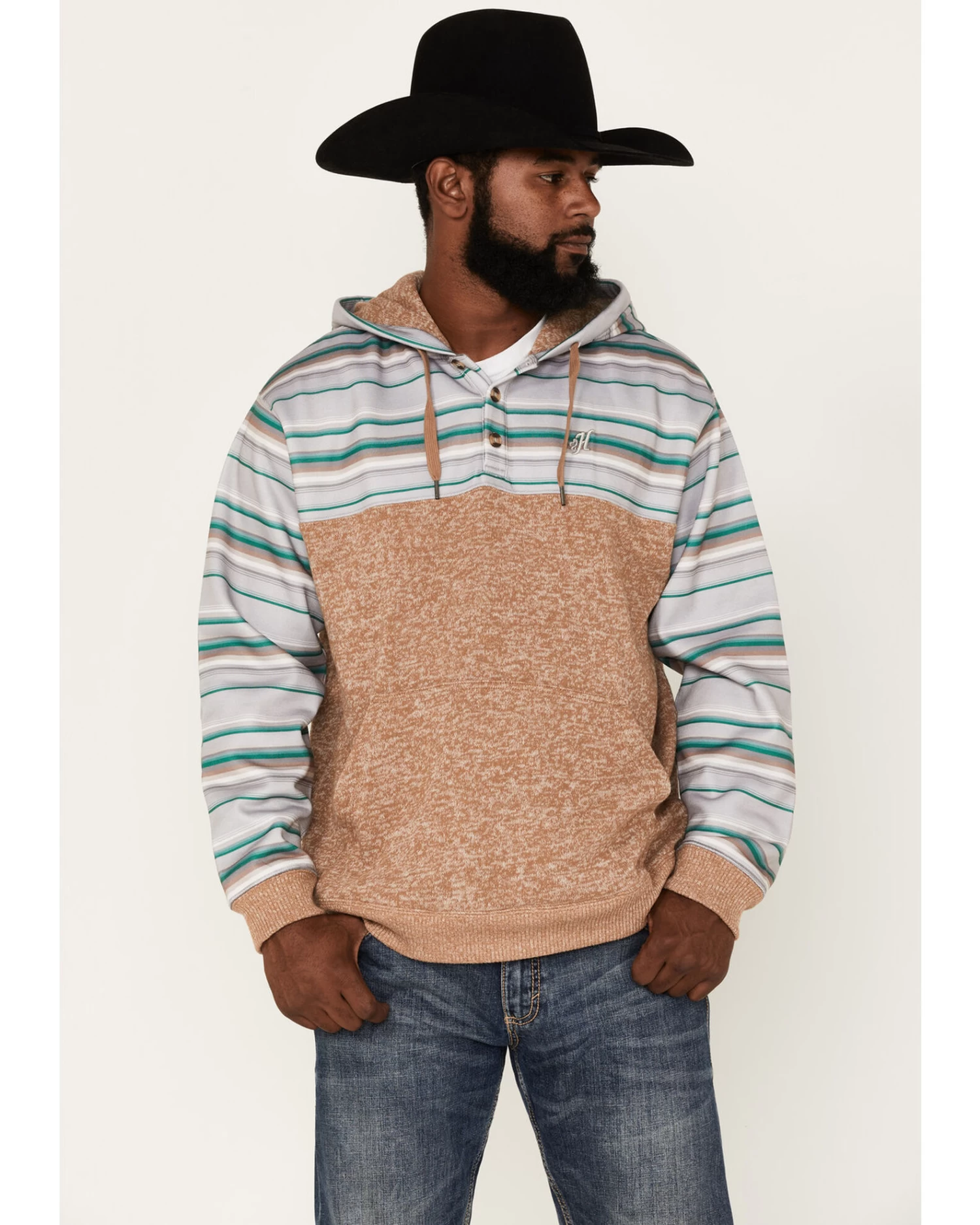 Hooey Men's Jimmy Multi-Colored Stripe 1/4 Button Hooded Pullover Sweatshirt 1 Hooey Men's Jimmy Multi-Colored Stripe 1/4 Button Hooded Pullover Sweatshirt