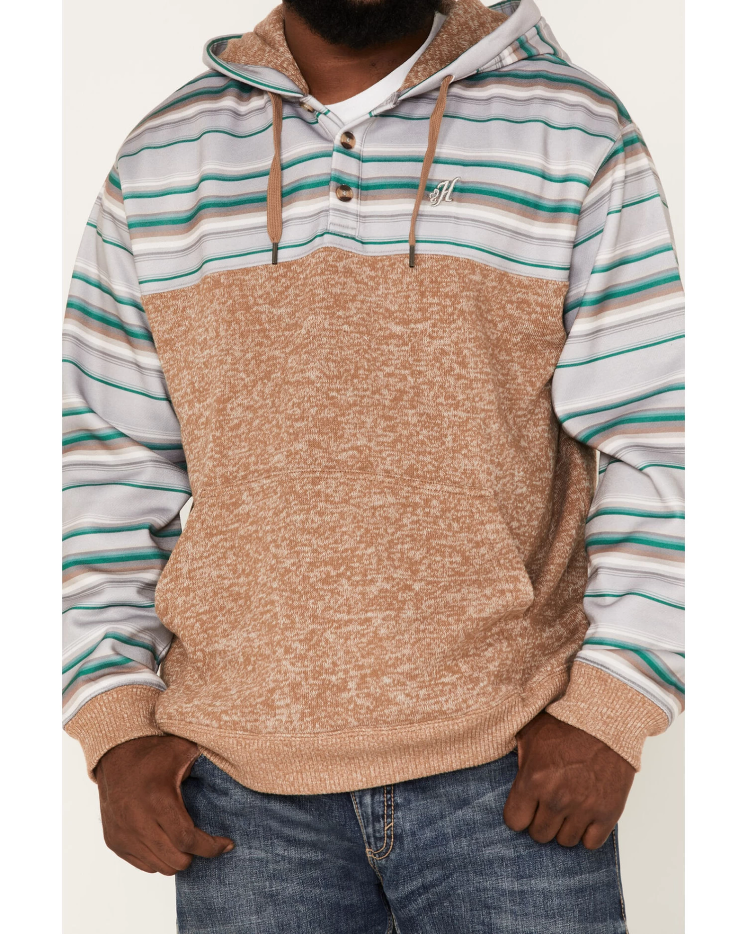 Hooey Men's Jimmy Multi-Colored Stripe 1/4 Button Hooded Pullover Sweatshirt 3 Hooey Men's Jimmy Multi-Colored Stripe 1/4 Button Hooded Pullover Sweatshirt - Image 3