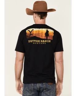 Changes Men's Yellowstone Dutton Ranch Gradient Rider Silhouette Graphic Short Sleeve T-Shirt   -Ariat Store 2000371828 001 P4