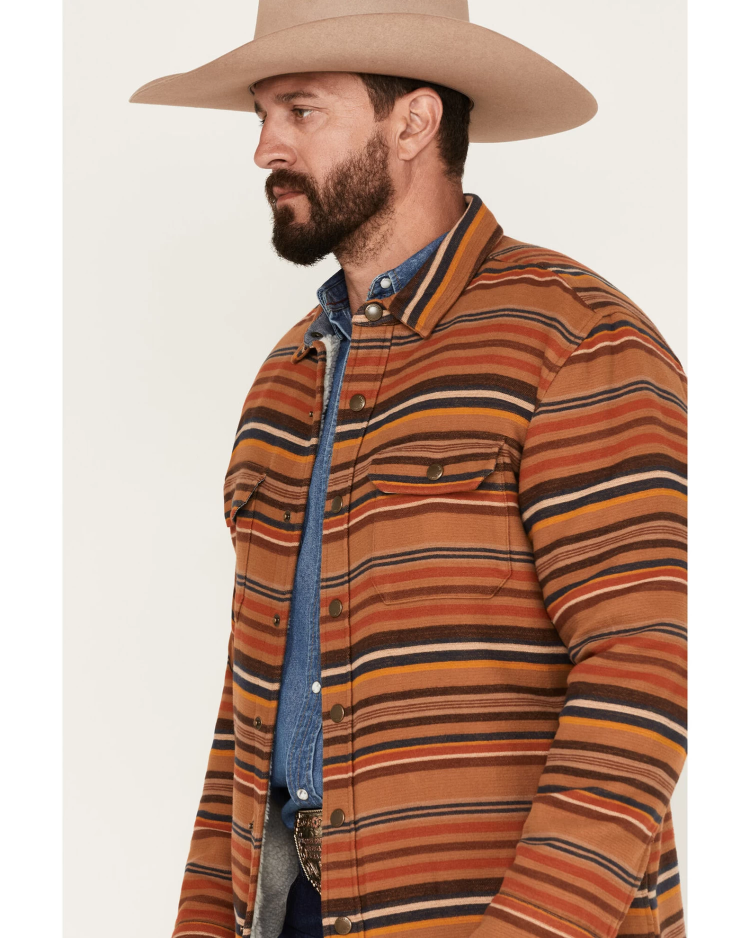 Pendleton Men's Striped Sherpa-Lined Snap Western Shirt Jacket 2 Pendleton Men's Striped Sherpa-Lined Snap Western Shirt Jacket - Image 2
