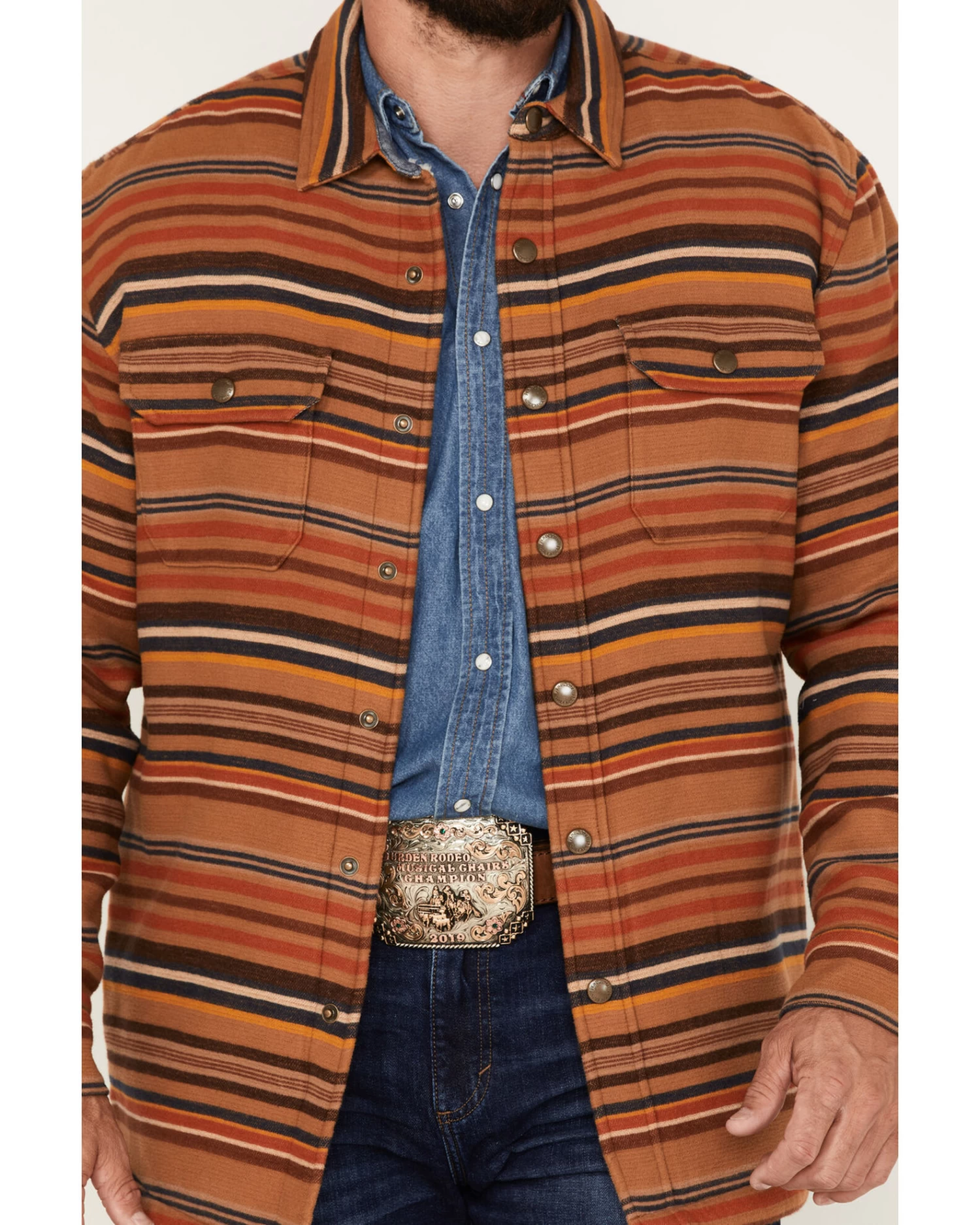 Pendleton Men's Striped Sherpa-Lined Snap Western Shirt Jacket 3 Pendleton Men's Striped Sherpa-Lined Snap Western Shirt Jacket - Image 3