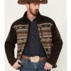 Cinch Men's Color-Block Southwestern Print Logo Zip-Front Softshell Jacket 