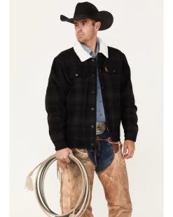 Cinch Men's Solid Sherpa-Lined CC Snap Wool Trucker Jacket  -Ariat Store 2000375191 001 P3