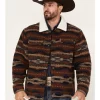 Cinch Men's Southwestern Print Sherpa-Lined Snap Wool Trucker Jacket 