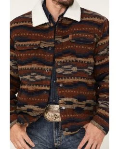 Cinch Men's Southwestern Print Sherpa-Lined Snap Wool Trucker Jacket  -Ariat Store 2000375198 900 P3