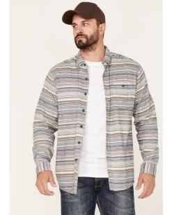 North River Men's Stripe Long Sleeve Button Down Flannel Shirt