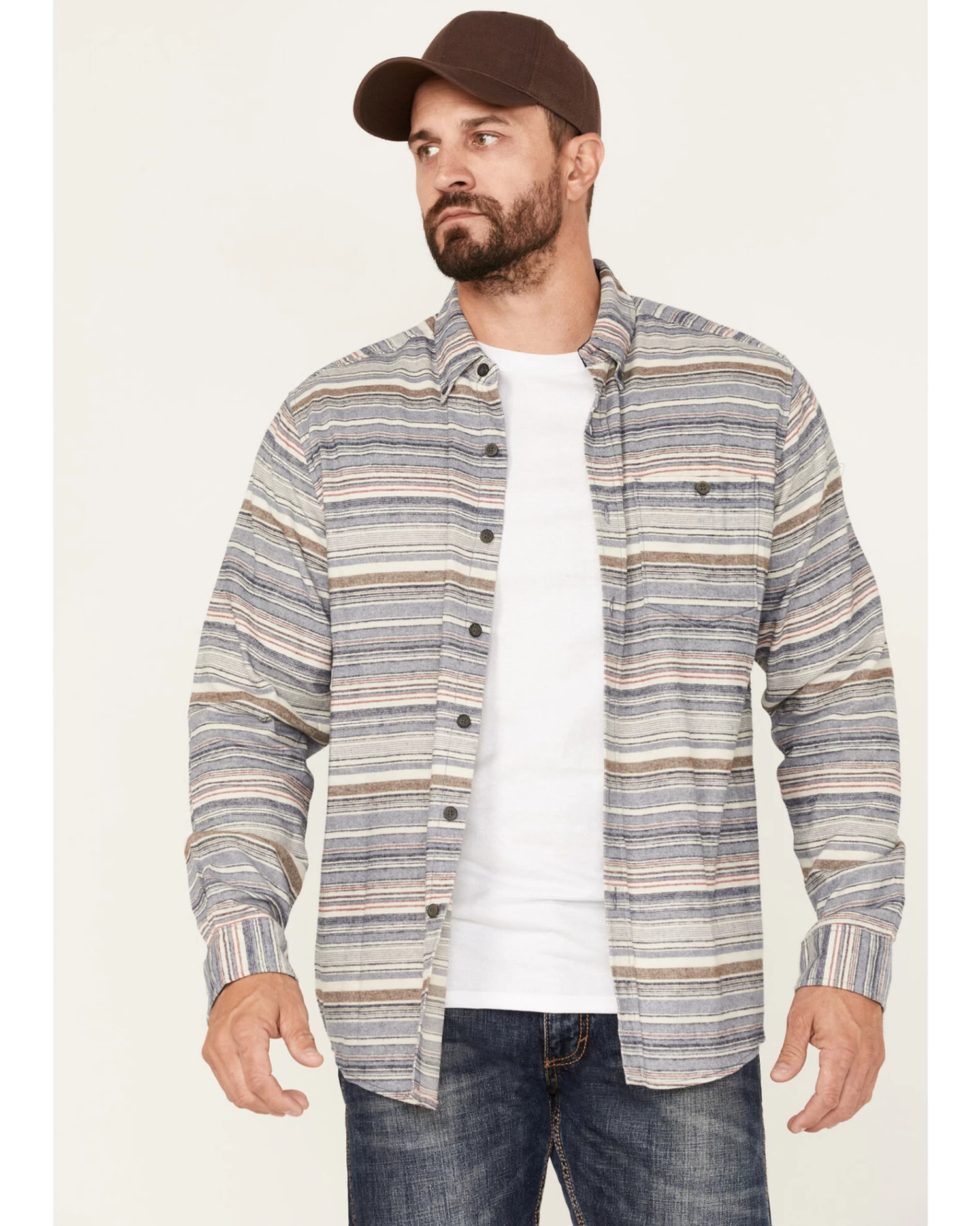 North River Men's Stripe Long Sleeve Button Down Flannel Shirt 1 North River Men's Stripe Long Sleeve Button Down Flannel Shirt