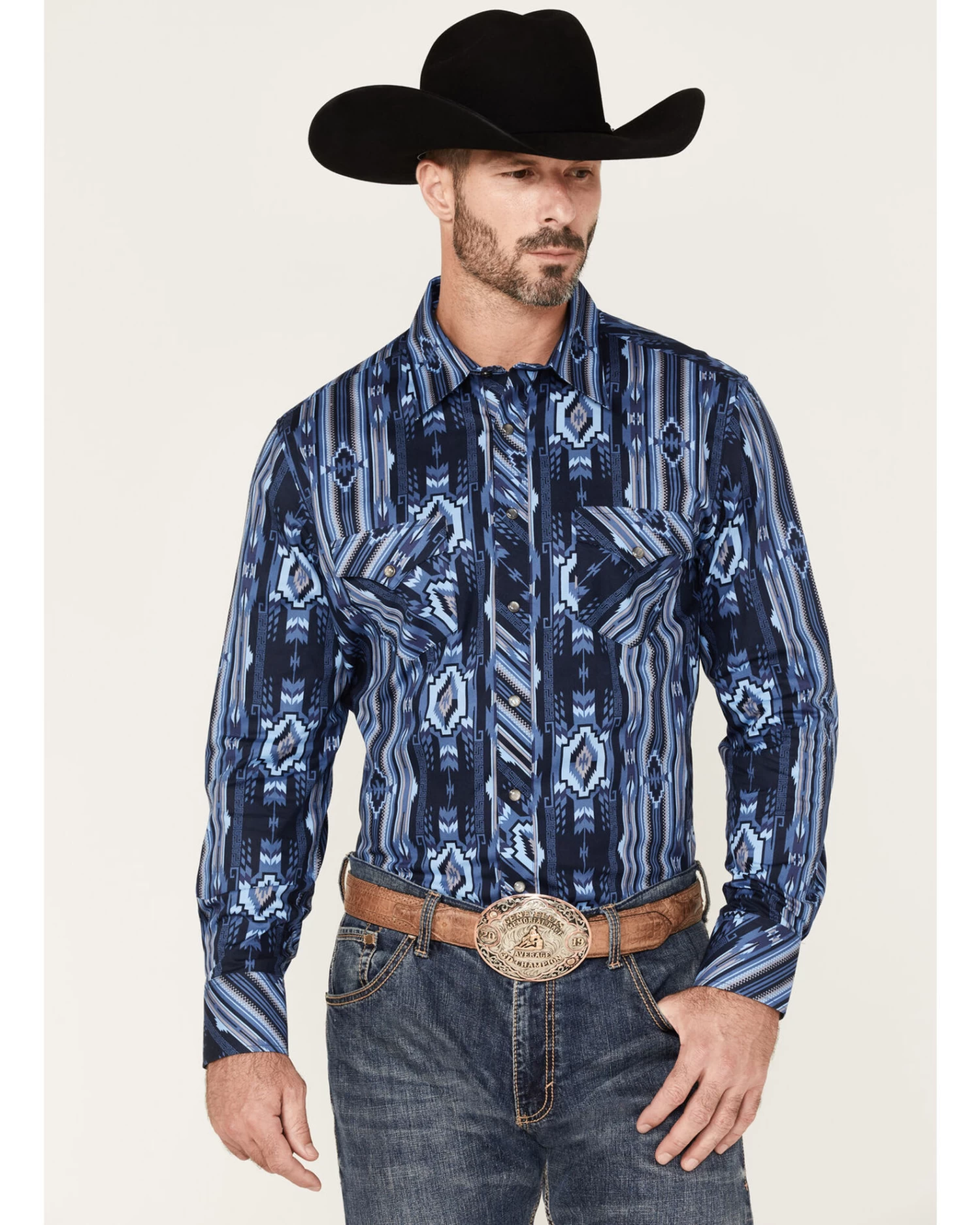 Rock & Roll Denim Men's Southwestern Stretch Long Sleeve Snap Shirt 1 Rock & Roll Denim Men's Southwestern Stretch Long Sleeve Snap Shirt